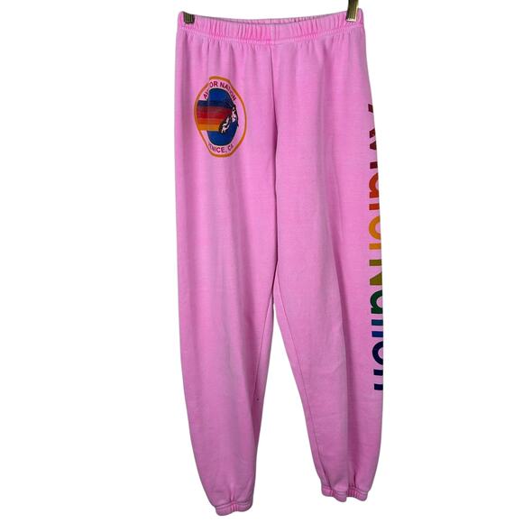 Aviator Nation Pants - Aviator Nation Pink Venice CA High Waisted Jogger Sweatpants S